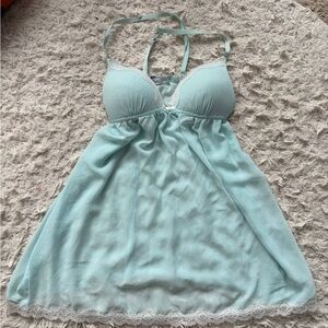 Intimo Soft Blue Lace-Trimmed Chemise